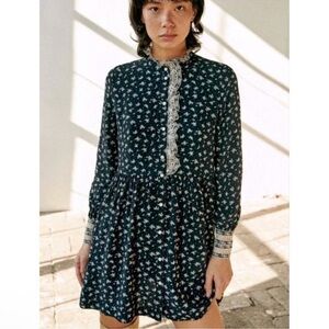 SEA x Sezane x Sea NY Navy and White Long Sleeve Dress